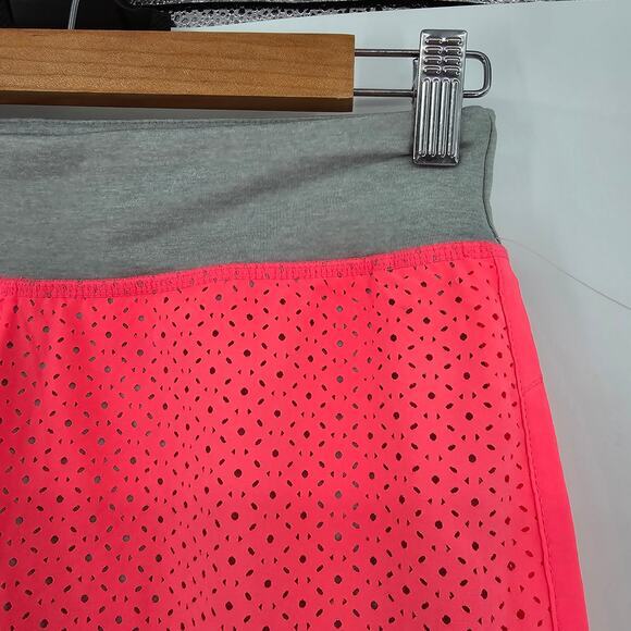 Gap Girls Active Perforated Eyelet Layer Built-In Biker Shorts Bright Pink Gray - Picture 3 of 8